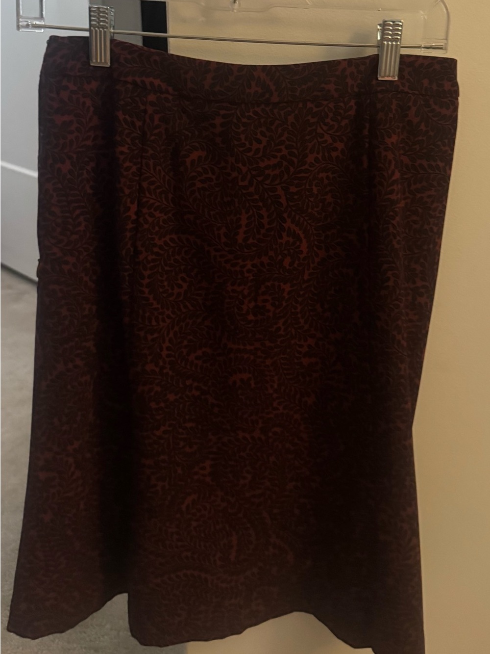 LOFT Burgundy Patterned A-Line Skirt